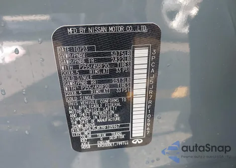 2024 Infiniti Qx55 Luxe Awd from USA, damaged, VIN 3PCAJ5JR7RF105967